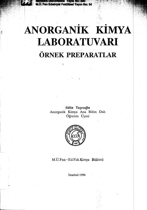 Anorganik Kimya Laboratuvarı: Örnek Preparatlar